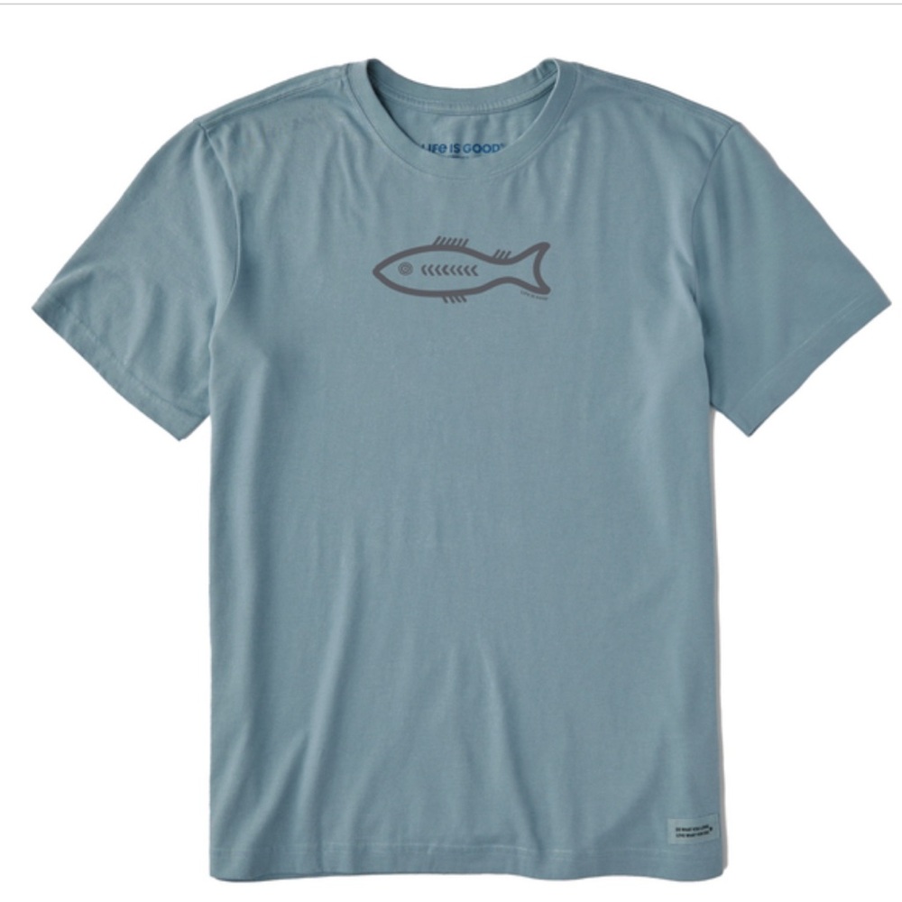 Life is Good Men’s Crusher Tribal Fish Tee L NWT